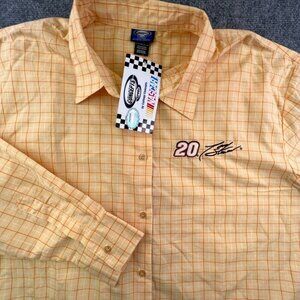 Concepts Sport Nascar Racing Tony Stewart #20 Button Up Shirt Size L/XL Orange